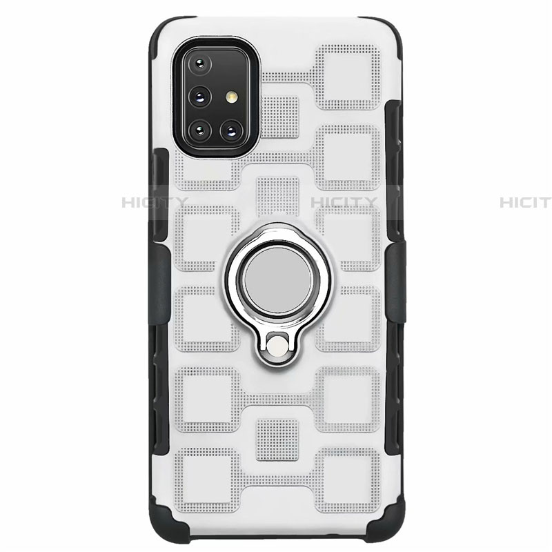 Funda Bumper Silicona y Plastico Mate Carcasa con Magnetico Anillo de dedo Soporte S07 para Samsung Galaxy A71 5G