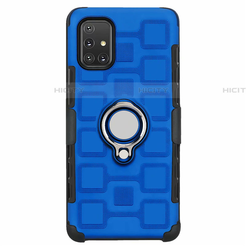 Funda Bumper Silicona y Plastico Mate Carcasa con Magnetico Anillo de dedo Soporte S07 para Samsung Galaxy A71 5G