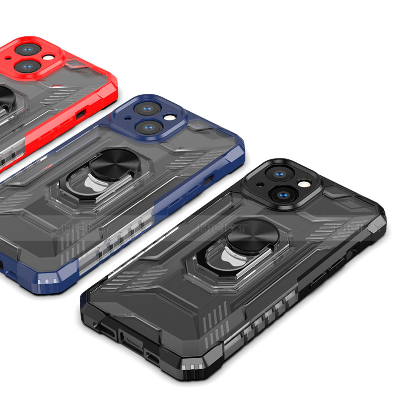 Funda Bumper Silicona y Plastico Mate Carcasa con Magnetico Anillo de dedo Soporte S09 para Apple iPhone 13 Mini