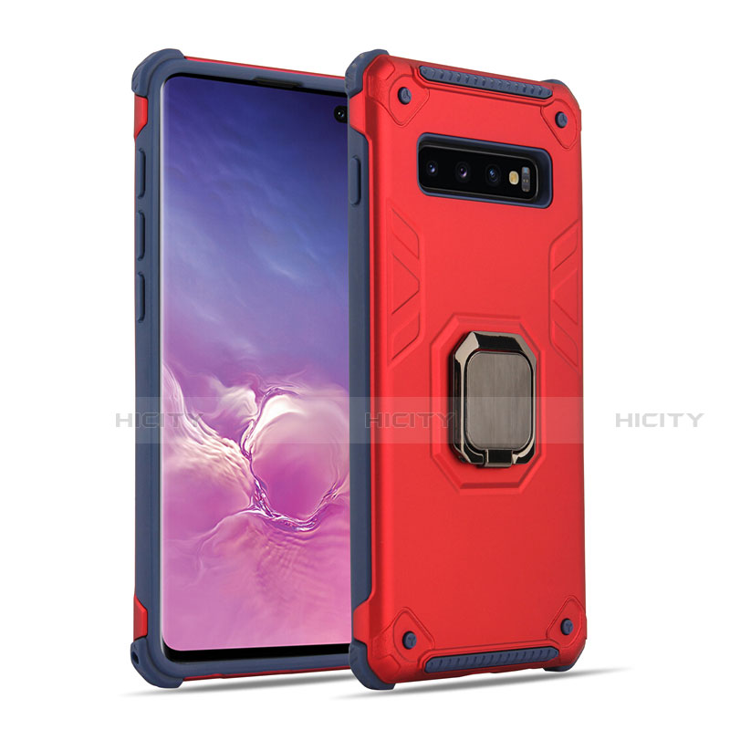 Funda Bumper Silicona y Plastico Mate Carcasa con Magnetico Anillo de dedo Soporte T01 para Samsung Galaxy S10