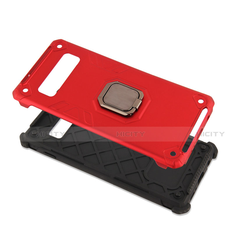 Funda Bumper Silicona y Plastico Mate Carcasa con Magnetico Anillo de dedo Soporte T01 para Samsung Galaxy S10