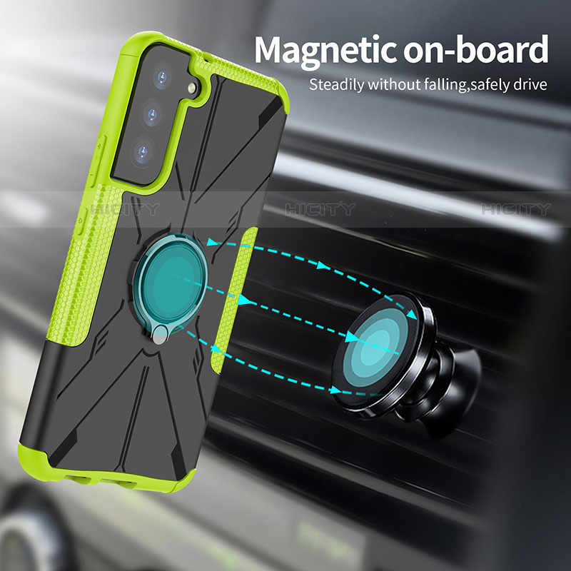 Funda Bumper Silicona y Plastico Mate Carcasa con Magnetico Anillo de dedo Soporte T08 para Samsung Galaxy S21 FE 5G