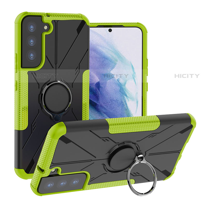 Funda Bumper Silicona y Plastico Mate Carcasa con Magnetico Anillo de dedo Soporte T08 para Samsung Galaxy S21 FE 5G