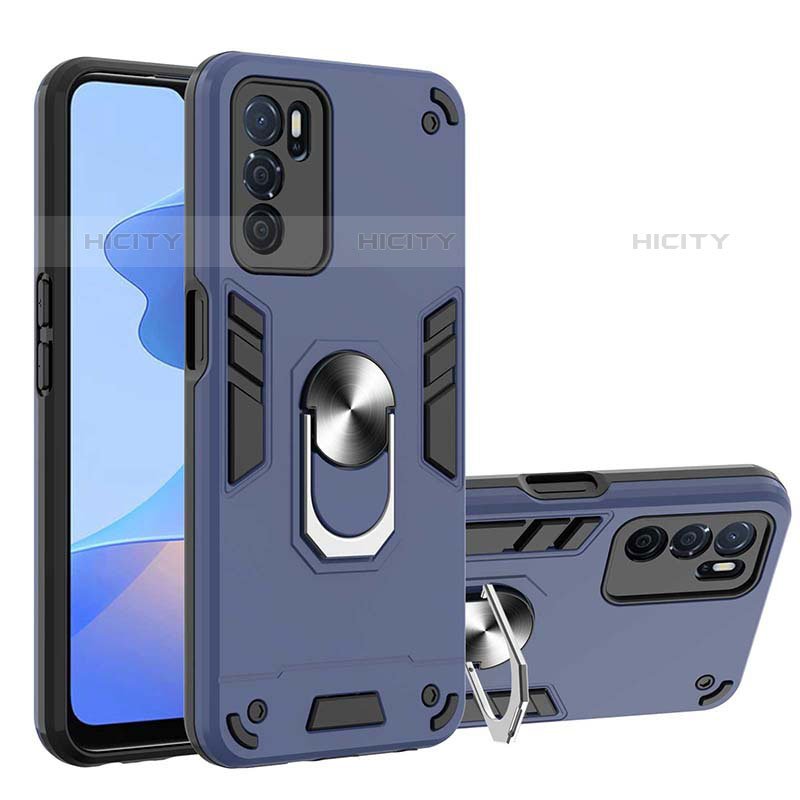 Funda Bumper Silicona y Plastico Mate Carcasa con Magnetico Anillo de dedo Soporte Y01B para Oppo A54s