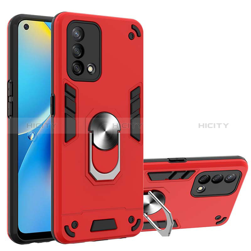 Funda Bumper Silicona y Plastico Mate Carcasa con Magnetico Anillo de dedo Soporte Y01B para Oppo A95 4G