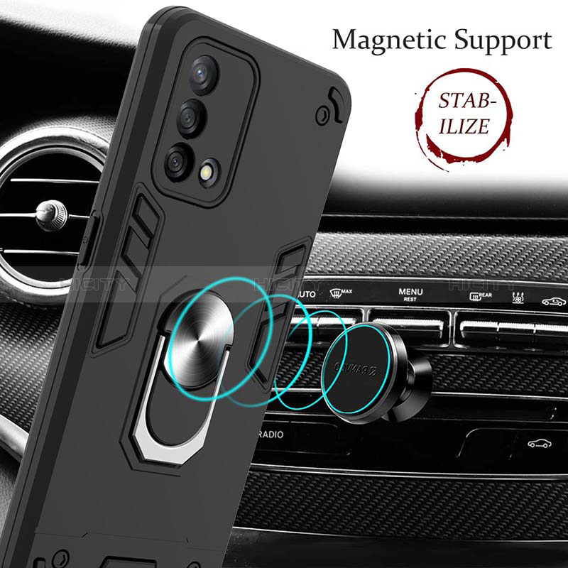 Funda Bumper Silicona y Plastico Mate Carcasa con Magnetico Anillo de dedo Soporte Y01B para Oppo F19