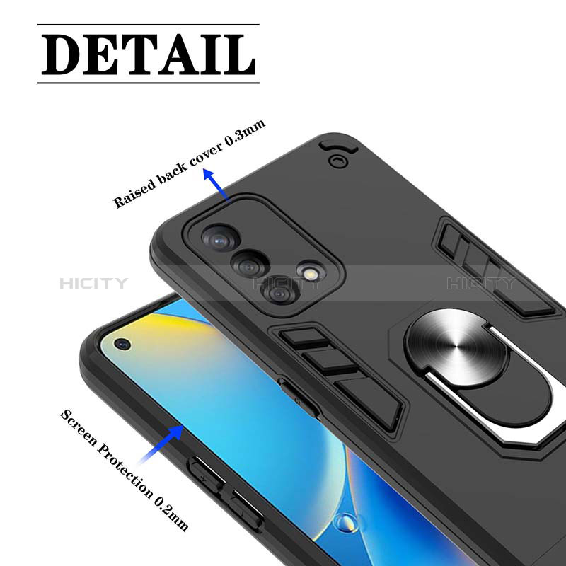 Funda Bumper Silicona y Plastico Mate Carcasa con Magnetico Anillo de dedo Soporte Y01B para Oppo F19