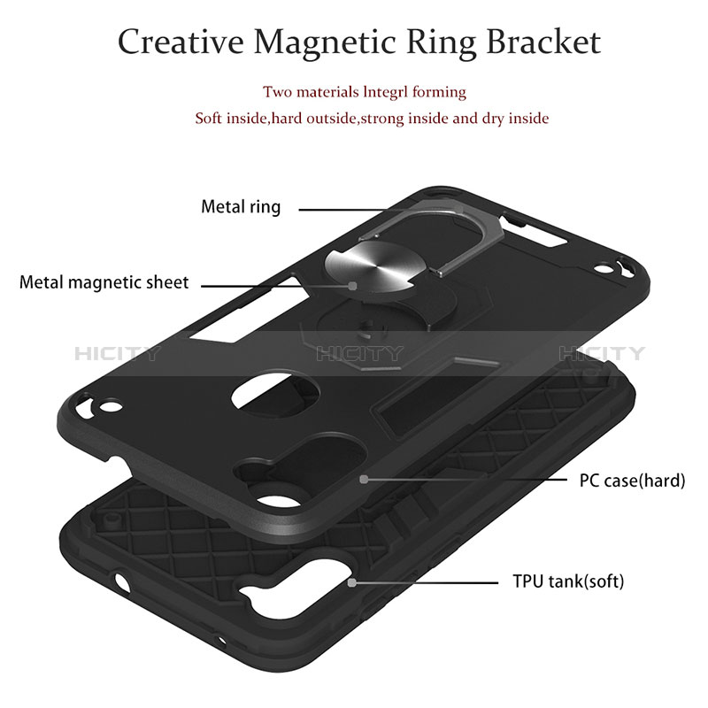Funda Bumper Silicona y Plastico Mate Carcasa con Magnetico Anillo de dedo Soporte Y01B para Samsung Galaxy A11