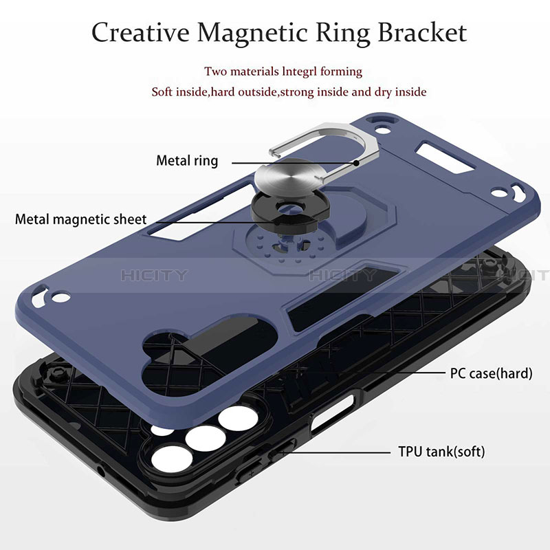 Funda Bumper Silicona y Plastico Mate Carcasa con Magnetico Anillo de dedo Soporte Y01B para Samsung Galaxy A13 5G