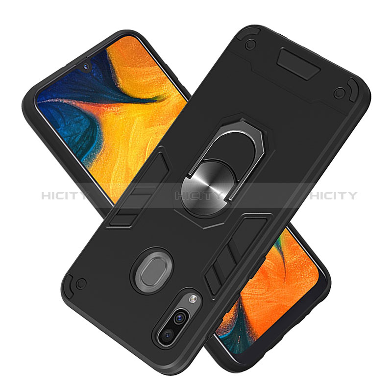 Funda Bumper Silicona y Plastico Mate Carcasa con Magnetico Anillo de dedo Soporte Y01B para Samsung Galaxy A20