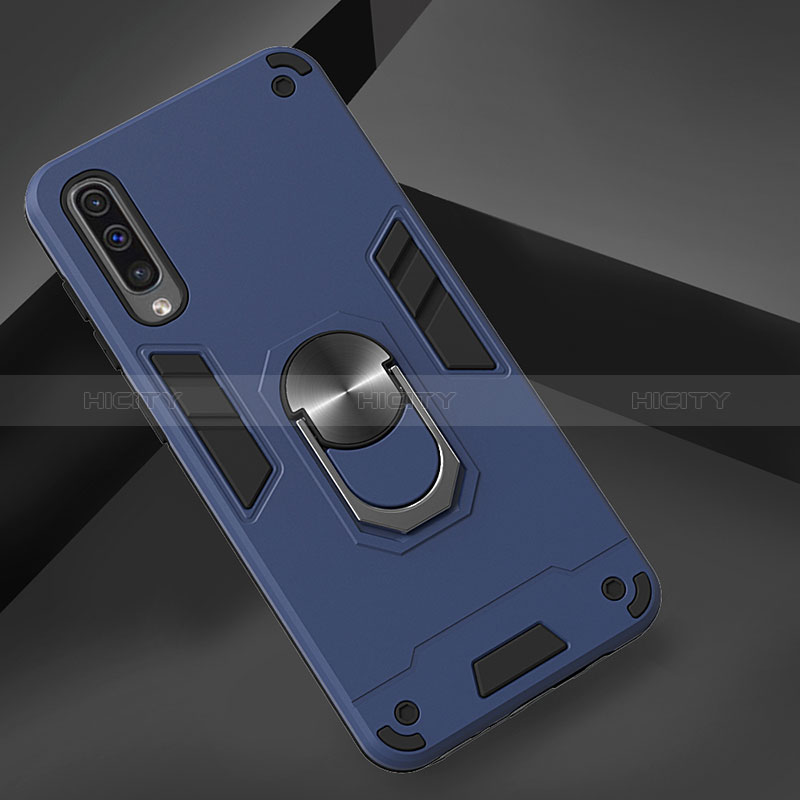 Funda Bumper Silicona y Plastico Mate Carcasa con Magnetico Anillo de dedo Soporte Y01B para Samsung Galaxy A30S