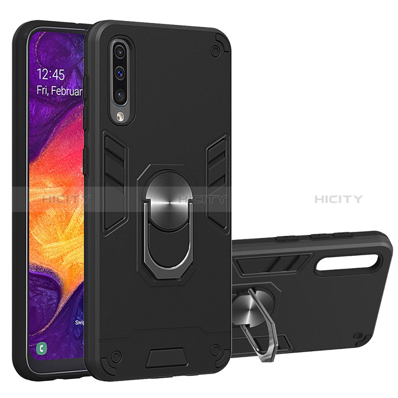 Funda Bumper Silicona y Plastico Mate Carcasa con Magnetico Anillo de dedo Soporte Y01B para Samsung Galaxy A50S