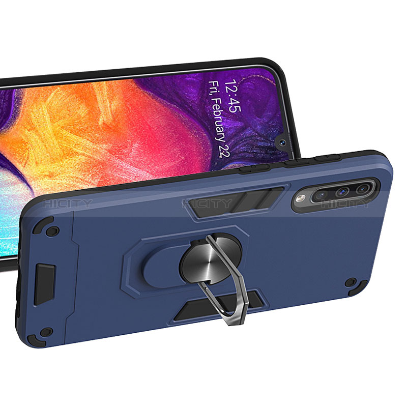 Funda Bumper Silicona y Plastico Mate Carcasa con Magnetico Anillo de dedo Soporte Y01B para Samsung Galaxy A50S