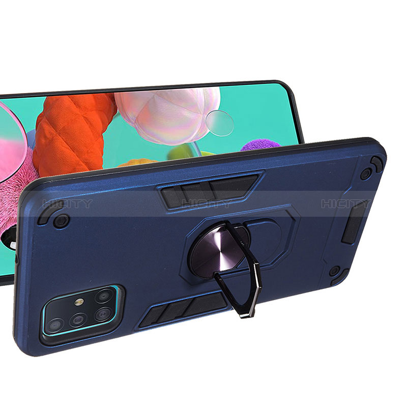 Funda Bumper Silicona y Plastico Mate Carcasa con Magnetico Anillo de dedo Soporte Y01B para Samsung Galaxy A51 5G