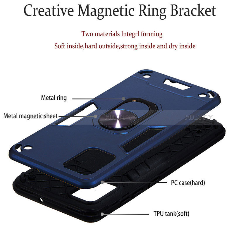 Funda Bumper Silicona y Plastico Mate Carcasa con Magnetico Anillo de dedo Soporte Y01B para Samsung Galaxy A51 5G