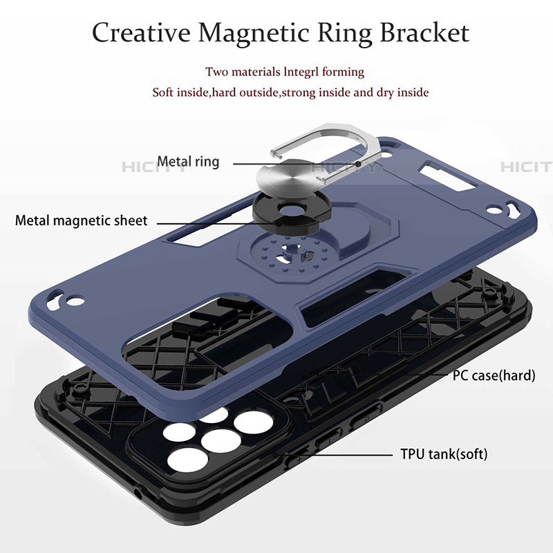 Funda Bumper Silicona y Plastico Mate Carcasa con Magnetico Anillo de dedo Soporte Y01B para Samsung Galaxy A53 5G