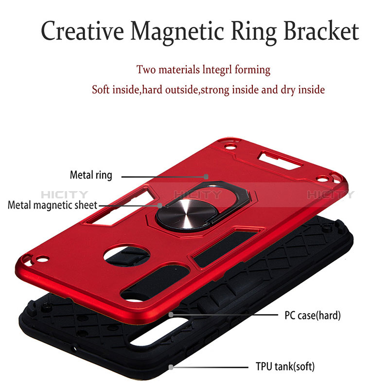 Funda Bumper Silicona y Plastico Mate Carcasa con Magnetico Anillo de dedo Soporte Y01B para Samsung Galaxy A60