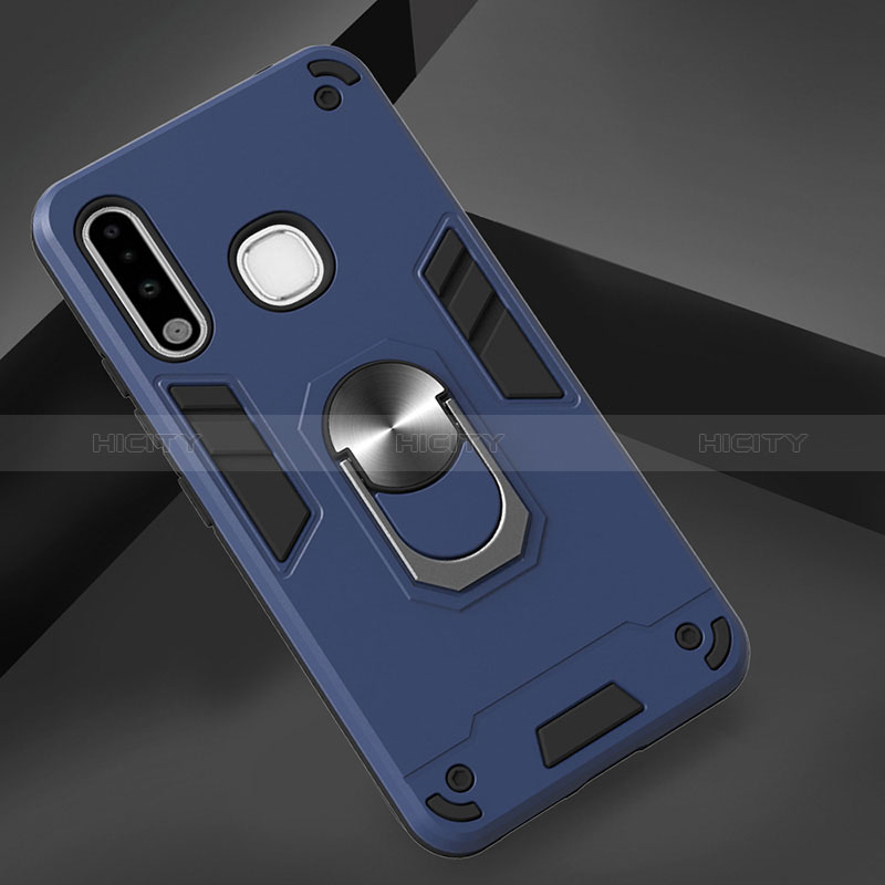 Funda Bumper Silicona y Plastico Mate Carcasa con Magnetico Anillo de dedo Soporte Y01B para Samsung Galaxy A70E