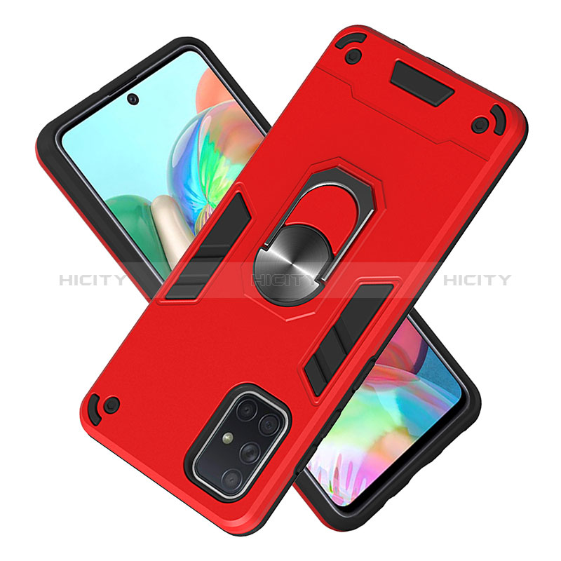 Funda Bumper Silicona y Plastico Mate Carcasa con Magnetico Anillo de dedo Soporte Y01B para Samsung Galaxy A71 4G A715