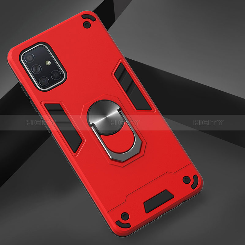 Funda Bumper Silicona y Plastico Mate Carcasa con Magnetico Anillo de dedo Soporte Y01B para Samsung Galaxy A71 5G