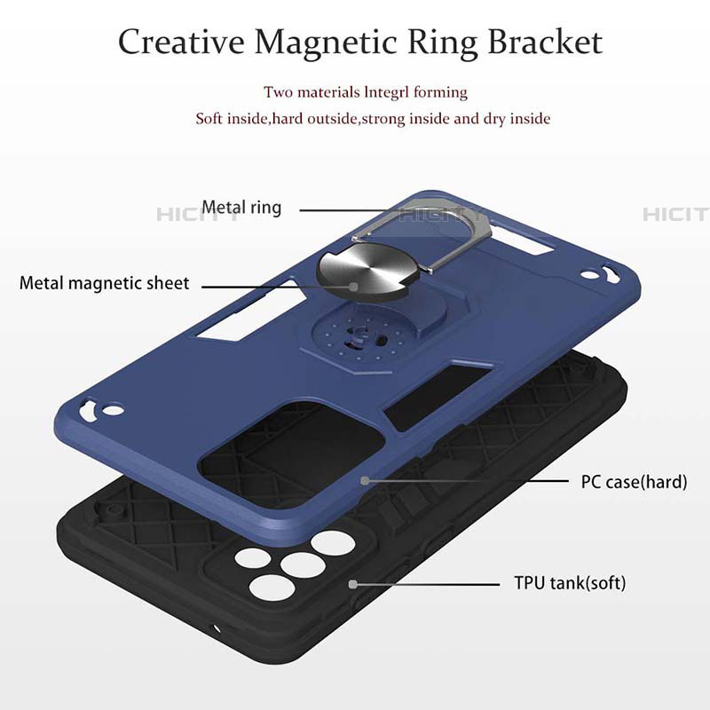 Funda Bumper Silicona y Plastico Mate Carcasa con Magnetico Anillo de dedo Soporte Y01B para Samsung Galaxy A72 5G