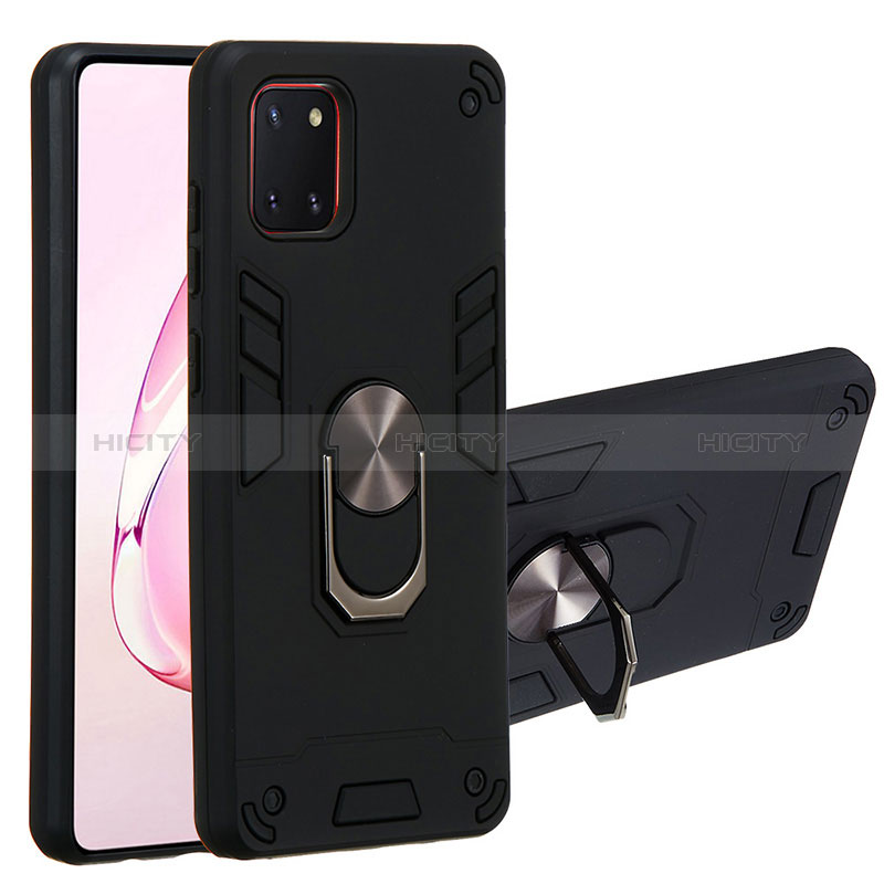 Funda Bumper Silicona y Plastico Mate Carcasa con Magnetico Anillo de dedo Soporte Y01B para Samsung Galaxy A81