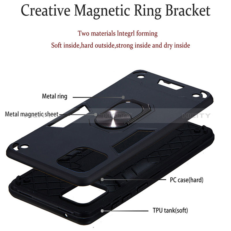 Funda Bumper Silicona y Plastico Mate Carcasa con Magnetico Anillo de dedo Soporte Y01B para Samsung Galaxy A81