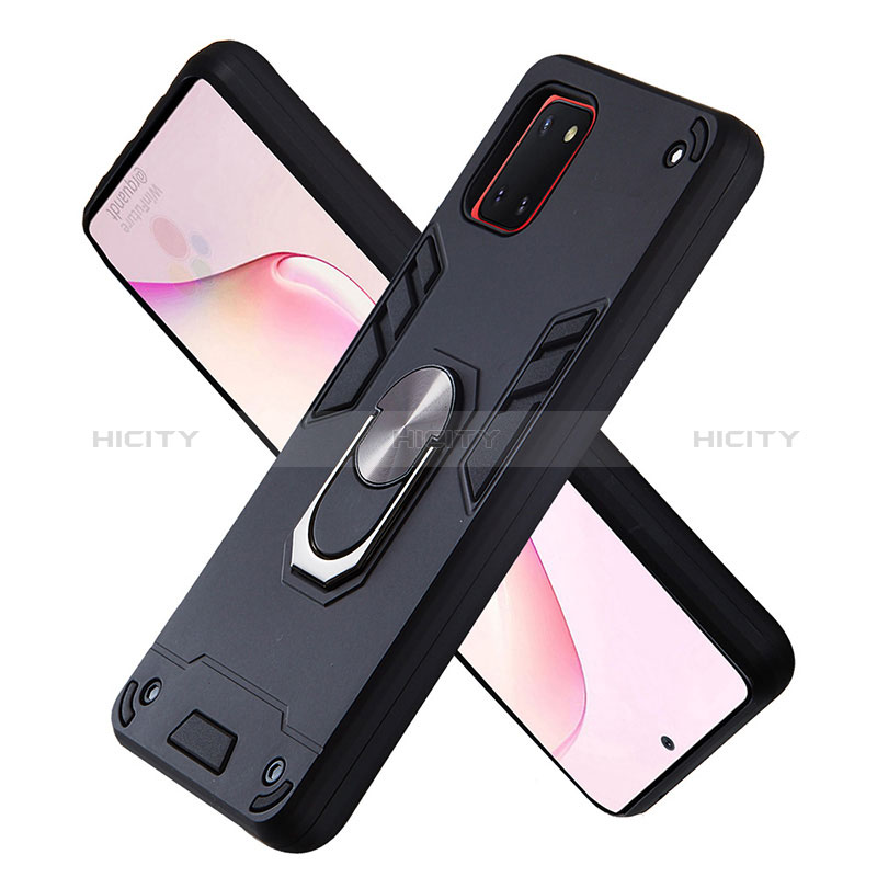 Funda Bumper Silicona y Plastico Mate Carcasa con Magnetico Anillo de dedo Soporte Y01B para Samsung Galaxy A81