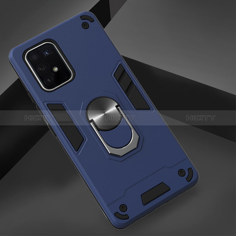Funda Bumper Silicona y Plastico Mate Carcasa con Magnetico Anillo de dedo Soporte Y01B para Samsung Galaxy A91