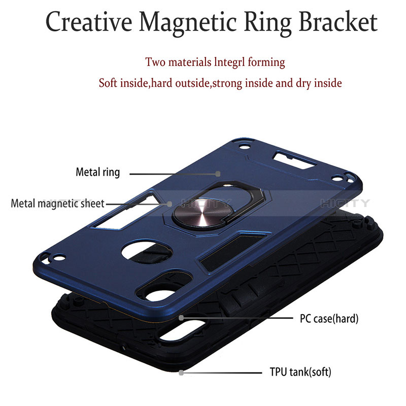Funda Bumper Silicona y Plastico Mate Carcasa con Magnetico Anillo de dedo Soporte Y01B para Samsung Galaxy M01s