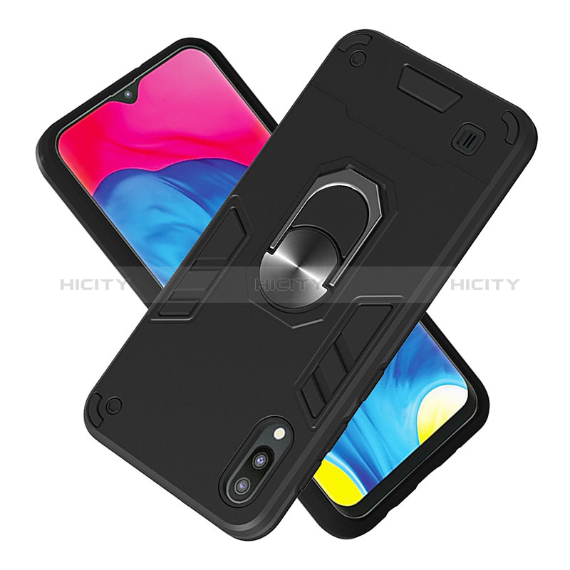 Funda Bumper Silicona y Plastico Mate Carcasa con Magnetico Anillo de dedo Soporte Y01B para Samsung Galaxy M10