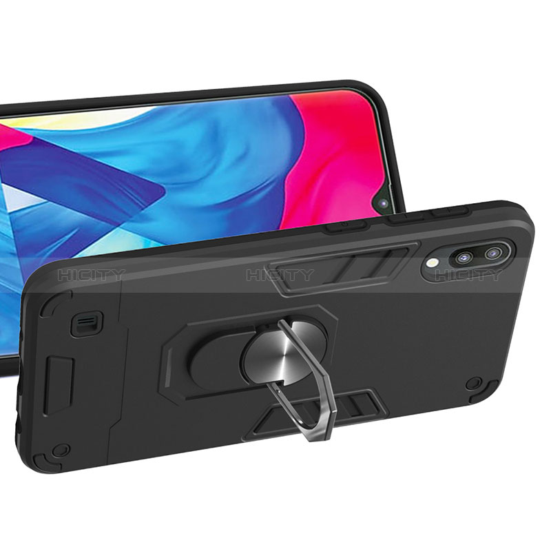 Funda Bumper Silicona y Plastico Mate Carcasa con Magnetico Anillo de dedo Soporte Y01B para Samsung Galaxy M10