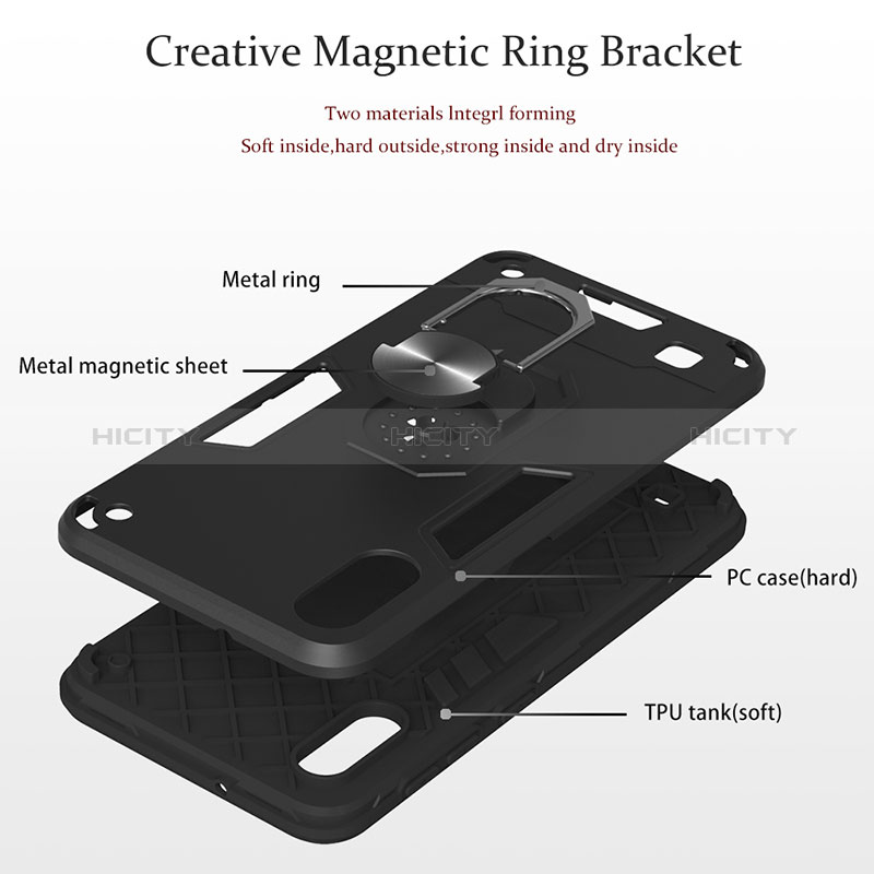 Funda Bumper Silicona y Plastico Mate Carcasa con Magnetico Anillo de dedo Soporte Y01B para Samsung Galaxy M10