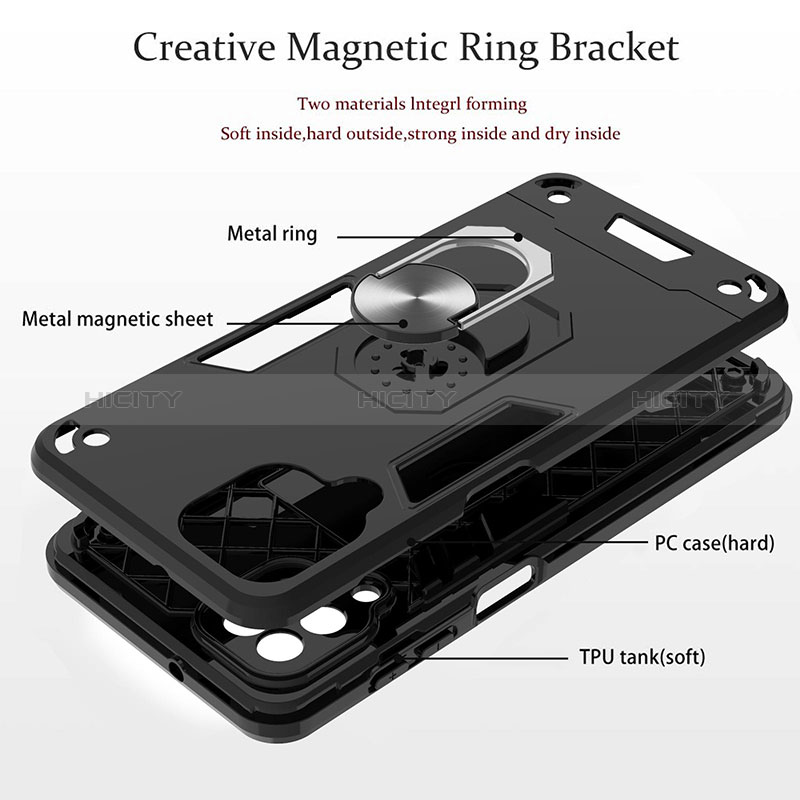 Funda Bumper Silicona y Plastico Mate Carcasa con Magnetico Anillo de dedo Soporte Y01B para Samsung Galaxy M12