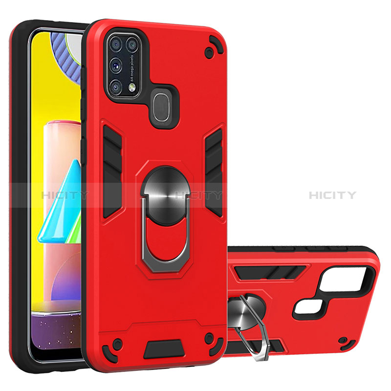 Funda Bumper Silicona y Plastico Mate Carcasa con Magnetico Anillo de dedo Soporte Y01B para Samsung Galaxy M31