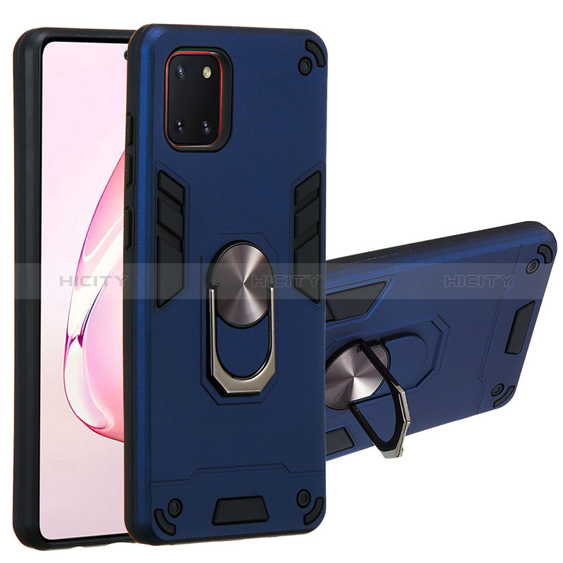 Funda Bumper Silicona y Plastico Mate Carcasa con Magnetico Anillo de dedo Soporte Y01B para Samsung Galaxy Note 10 Lite