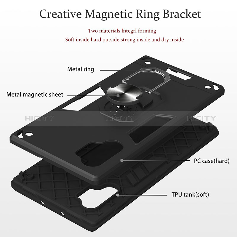 Funda Bumper Silicona y Plastico Mate Carcasa con Magnetico Anillo de dedo Soporte Y01B para Samsung Galaxy Note 10 Plus 5G
