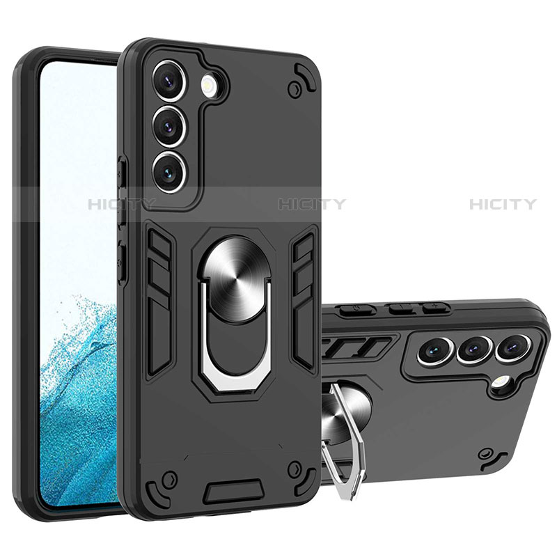Funda Bumper Silicona y Plastico Mate Carcasa con Magnetico Anillo de dedo Soporte Y01B para Samsung Galaxy S21 Plus 5G
