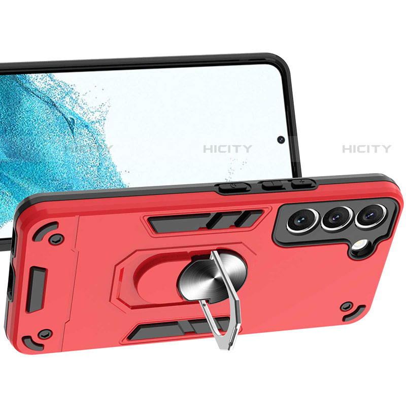 Funda Bumper Silicona y Plastico Mate Carcasa con Magnetico Anillo de dedo Soporte Y01B para Samsung Galaxy S21 Plus 5G