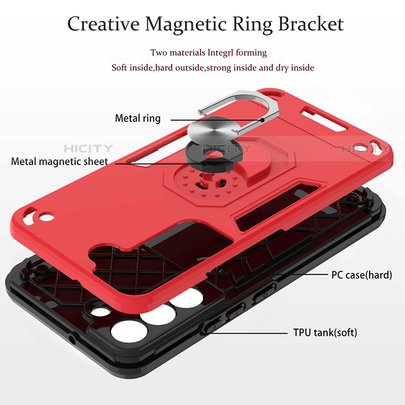 Funda Bumper Silicona y Plastico Mate Carcasa con Magnetico Anillo de dedo Soporte Y01B para Samsung Galaxy S21 Plus 5G