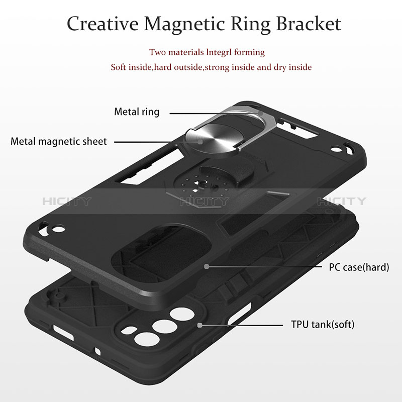 Funda Bumper Silicona y Plastico Mate Carcasa con Magnetico Anillo de dedo Soporte YB1 para Motorola Moto G62 5G