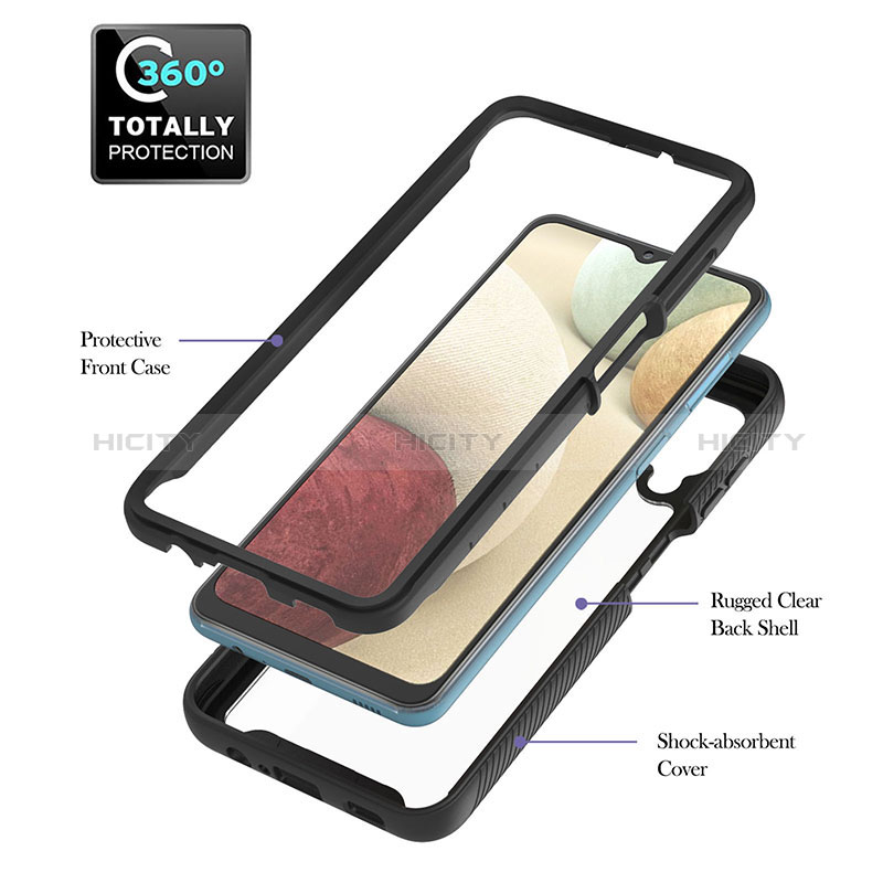 Funda Bumper Silicona y Plastico Mate Carcasa con Magnetico Anillo de dedo Soporte YB1 para Samsung Galaxy A12 Nacho