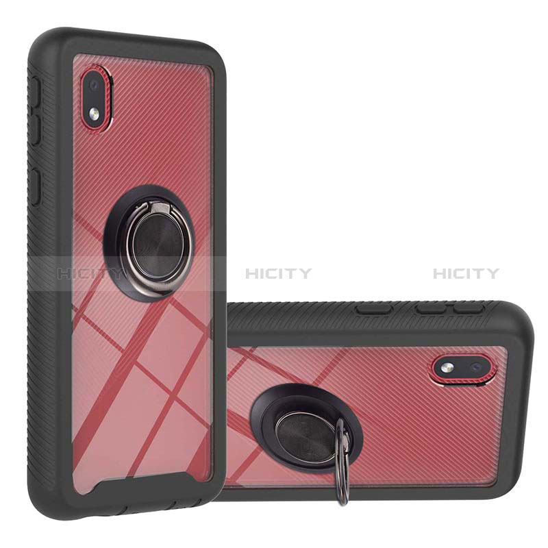 Funda Bumper Silicona y Plastico Mate Carcasa con Magnetico Anillo de dedo Soporte YB1 para Samsung Galaxy M01 Core