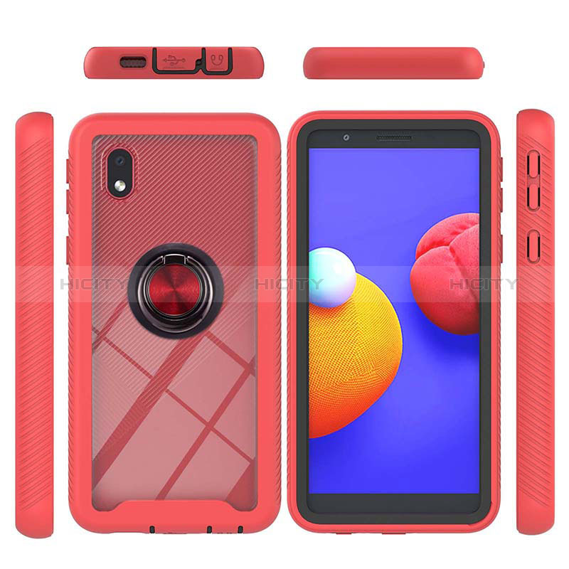 Funda Bumper Silicona y Plastico Mate Carcasa con Magnetico Anillo de dedo Soporte YB1 para Samsung Galaxy M01 Core