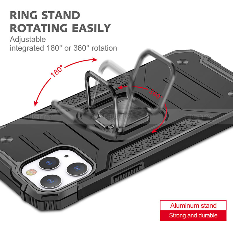 Funda Bumper Silicona y Plastico Mate Carcasa con Magnetico Anillo de dedo Soporte YF1 para Apple iPhone 13 Pro