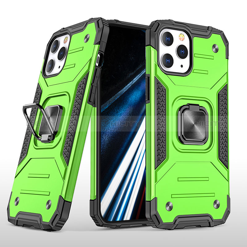 Funda Bumper Silicona y Plastico Mate Carcasa con Magnetico Anillo de dedo Soporte YF1 para Apple iPhone 13 Pro Max