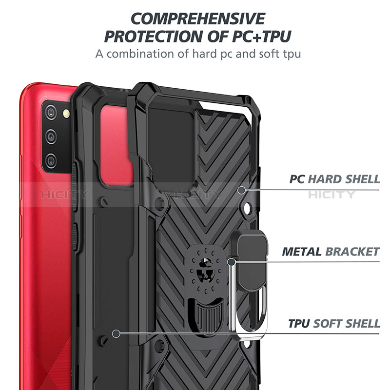 Funda Bumper Silicona y Plastico Mate Carcasa con Magnetico Anillo de dedo Soporte YF1 para Samsung Galaxy A02s