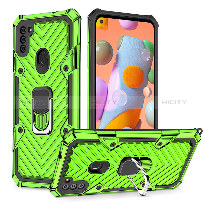 Funda Bumper Silicona y Plastico Mate Carcasa con Magnetico Anillo de dedo Soporte YF1 para Samsung Galaxy A11