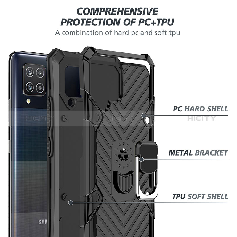 Funda Bumper Silicona y Plastico Mate Carcasa con Magnetico Anillo de dedo Soporte YF1 para Samsung Galaxy A42 5G