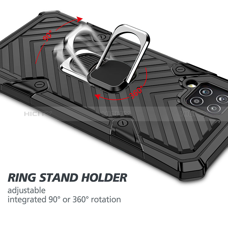 Funda Bumper Silicona y Plastico Mate Carcasa con Magnetico Anillo de dedo Soporte YF1 para Samsung Galaxy A42 5G